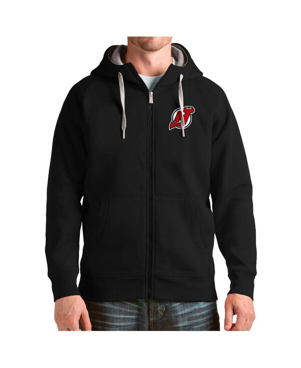 アンティグア メンズ アウター パーカー・スウェット プルオーバー ロゴタイプ Antigua Men\u0027s Black New Jersey Devils Logo Victory Full-Zip Hoodie Black 黒いこと