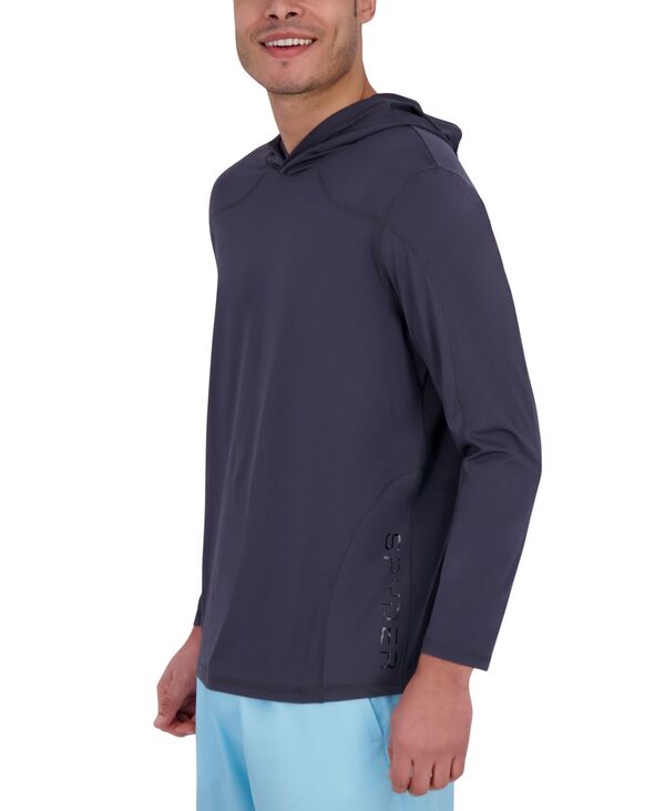 スパイダー メンズ アウター パーカー・スウェット Spyder Men's Long Sleeve Textured Rashguard Swim Hoodiebony|ReVida 店