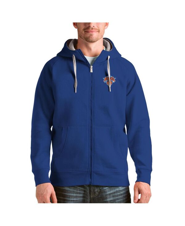 アンティグア メンズ アウター パーカー・スウェット ロゴタイプ Antigua Men\u0027s Royal New Yorknicks Logo Victory Full-Zip Hoodie Royal