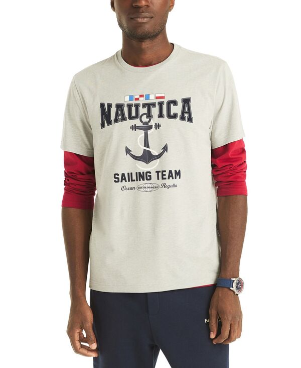 ナウティカ メンズ トップス ティーシャツ グラフィック Nautica Men\u0027short Sleeve Graphic T-Shirt Gray Heather 薄墨色