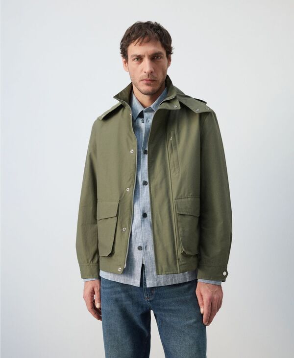 マンゴ メンズ アウター 上衣・上衣 MANGO Men\u0027s Detachable Hood Water-Repellent Bomber Jacket Green 緑であること