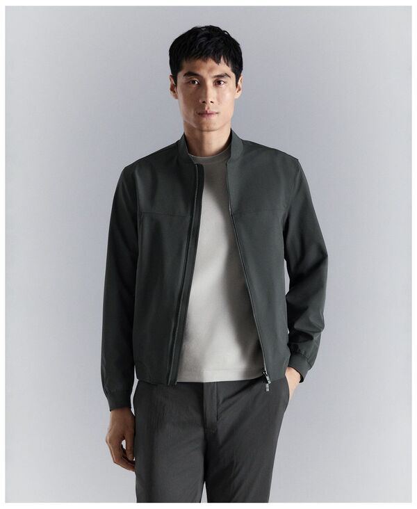 マンゴ メンズ アウター 上衣・上衣 MANGO Men\u0027s Water-Repellent Bomber Jacket Dark Gray 薄墨色