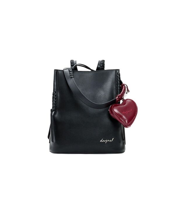 デジグアル レディース 御徒面子 うしろ側風呂敷き包み・背嚢 Desigual Women\u0027s Medium backpack charm heart Black 黒いこと