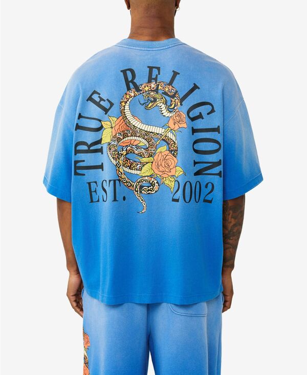 トゥルーレリジョン メンズ トップス ティーシャツ 半袖 グラフィック True Religion Men\u0027short-Sleeve Graphic Oversized T-Shirt Lapis Blue 青碧