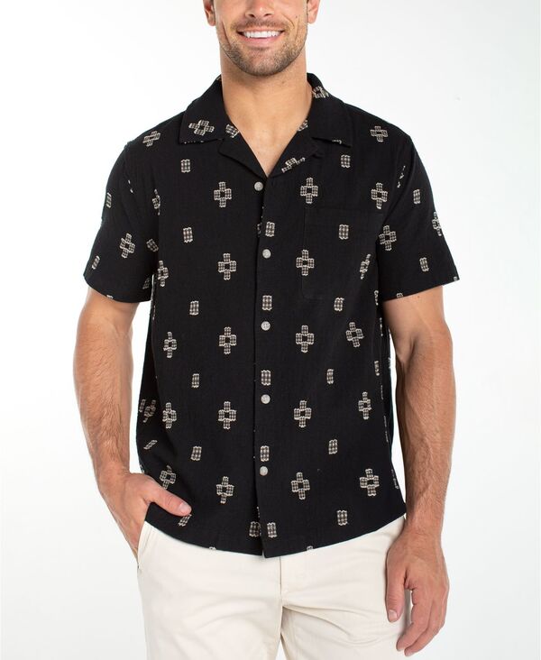 リヴァプール 天使の都市 メンズ トップス プルオーバー 半袖 Liverpoolos Angeles Men\u0027short-Sleeve Camp Collar Shirt Black Parchment 黒いこと