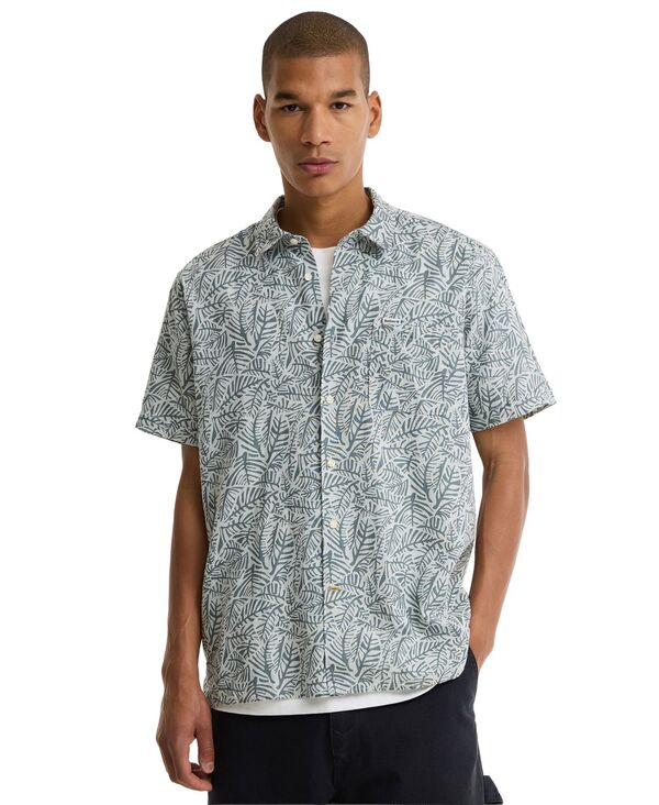 バブアー メンズ トップス プルオーバー 刷り上げる Barbour Men\u0027s Dearham Printed Summer Shirt Dusty Slate スレート