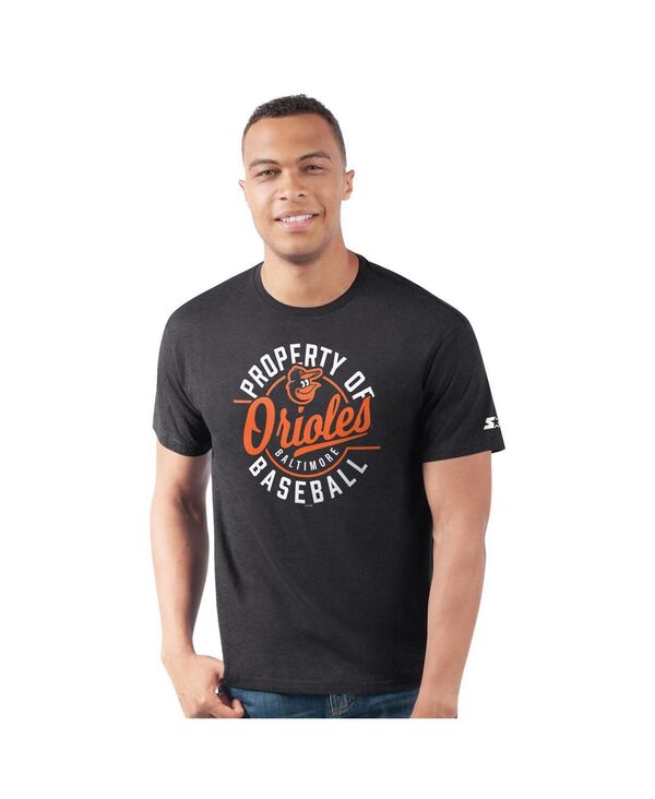 クランク メンズ トップス ティーシャツ Starter Men\u0027s Black Baltimore Orioles Prime Time Property Of T-Shirt Black 黒いこと