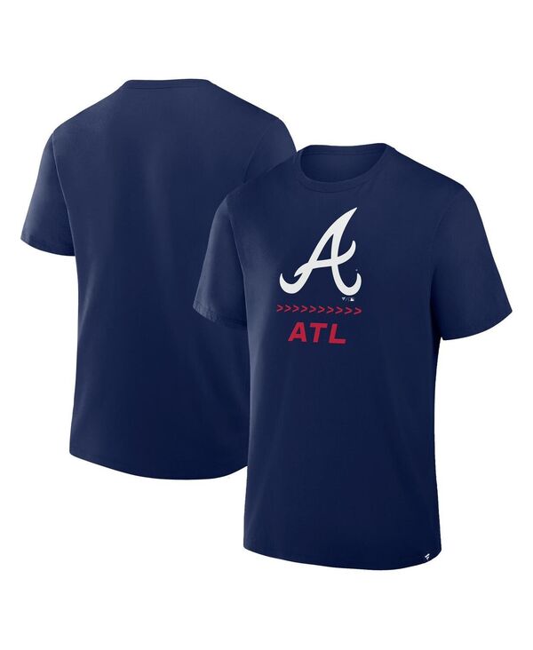ファナティクス メンズ トップス プルオーバー Fanatics Men\u0027s Navy Atlanta Braves Clubhouse Legacy Side Swipe T-Shirt Navy 米国海軍