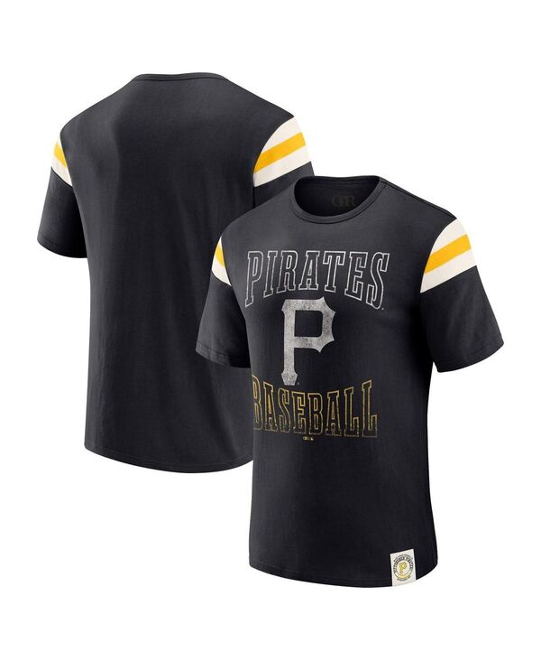 ファナティクス メンズ トップス プルオーバー Fanatics Darius Rucker Collection By Men\u0027s Black Pittsburgh Pirates Distressed Sleeve Stripe T-Shirt Black 黒いこと