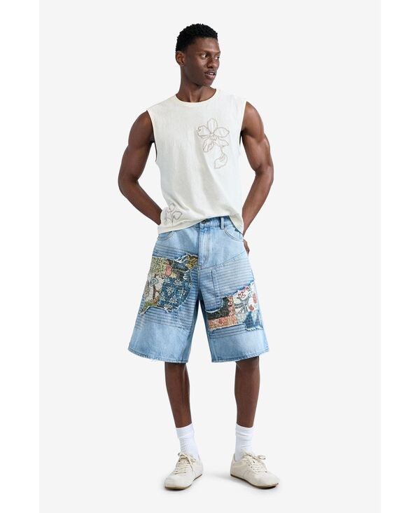 デジグアル メンズ ボトムス 二分の一ズボン下・さる股引き ジーンズ Desigual Men\u0027s Denim bermuda patches Medium blue 青色