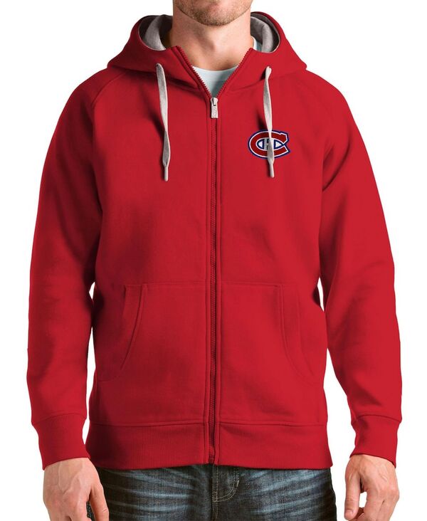 アンティグア メンズ アウター パーカー・スウェット ロゴタイプ Antigua Men\u0027s Red Montreal Canadians Logo Victory Full-Zip Hoodie Red 赤いこと
