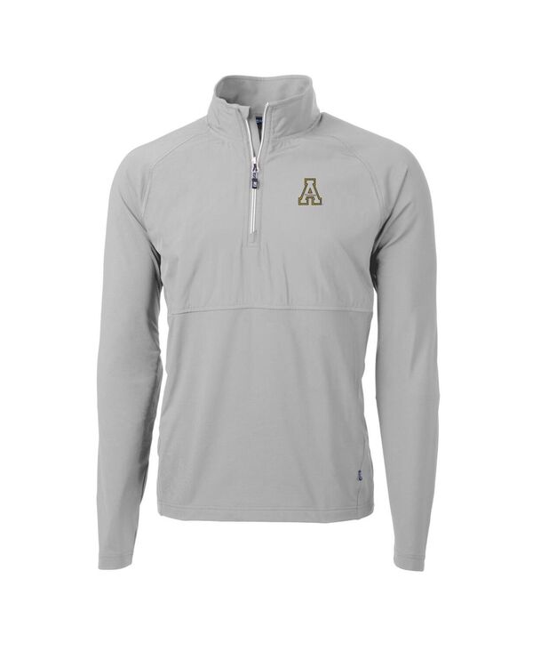 切断機アンドうしろ側 メンズ アウター パーカー・スウェット 編み物 Cutter \u0026 Buck Men\u0027silver Appalachian State Mountaineers Adapt Eco Knit Hybrid Quarter-Zipullover Silver しろがね色
