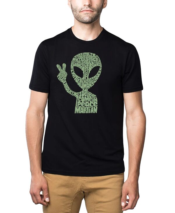 エルエーポップアート メンズ トップス ティーシャツ 綿織物 天使の都市 Pop Art Men\u0027s Alien Extraterrestrial Word Art Cotton/Poly Blend T-Shirt Black 黒いこと