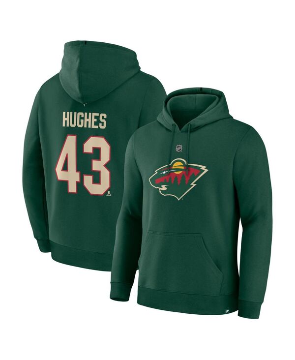 ファナティクス メンズ アウター パーカー・スウェット Fanatics Men\u0027s Quinn HughesGreen Minnesota Wild Authentic Stack Name \u0026 Number Hoodie Green 緑であること