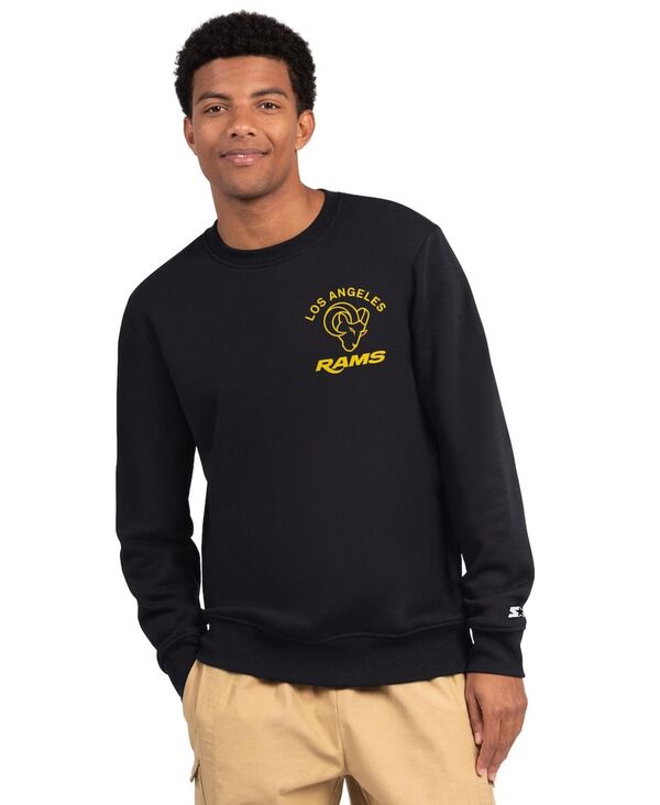 クランク メンズ アウター パーカー・スウェット ティーシャツ Starter Men\u0027s Black Los Angeles Rams Port Co Sweatshirt Black 黒いこと