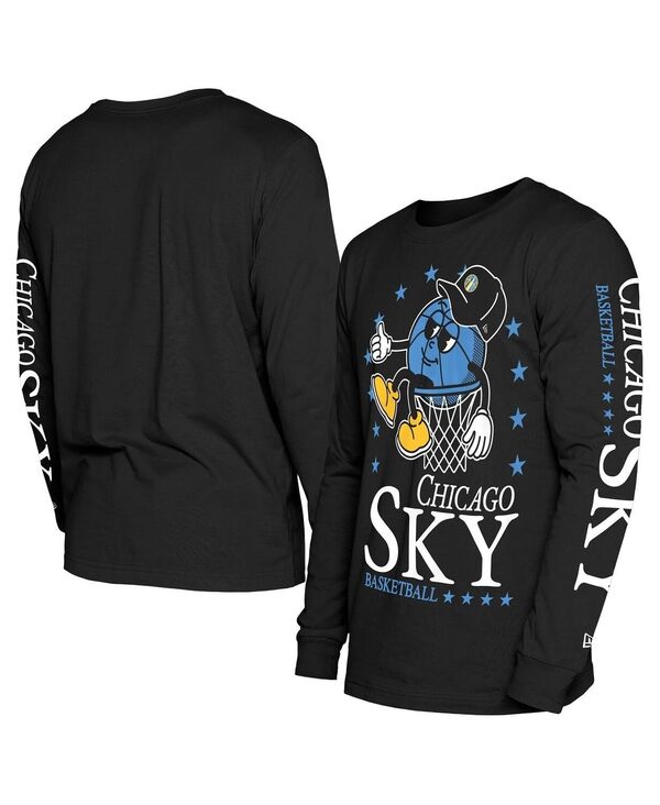 ニュー内鰓 メンズ トップス ティーシャツ New Era Men\u0027s Black Chicago Sky Old School Sport Long Sleeve T-Shirt Black 黒いこと