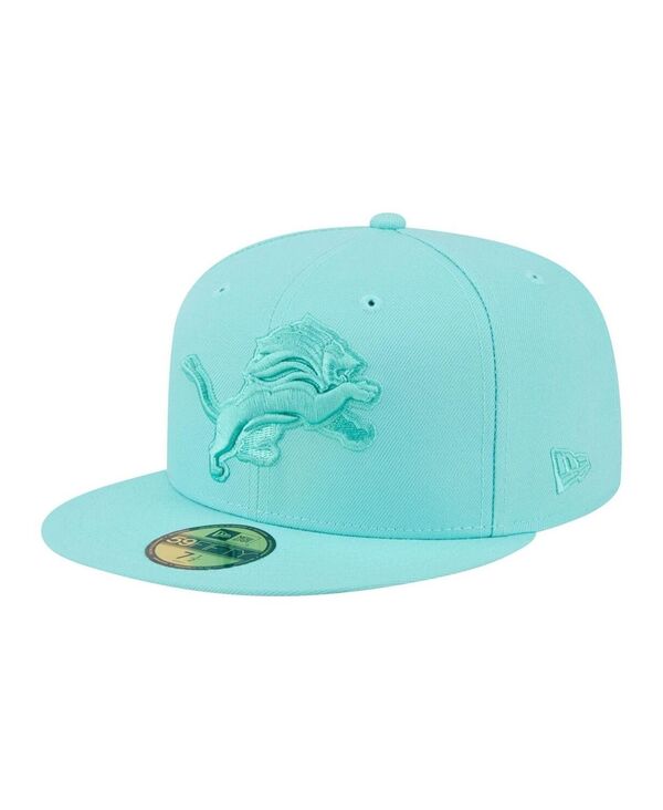 ニュー内鰓 メンズ 付属物 鳥打ち帽 New Era Men\u0027s Turquoise Detroit Lions Color Pack 59FIFTY Fitted Haturquoise 青緑色
