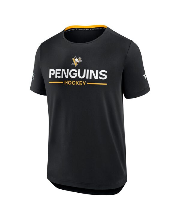 ファナティクス メンズ トップス プルオーバー Fanatics Men\u0027s Black Pittsburgh Penguins Authentic Pro Rink Tech T-Shirt Black 黒いこと