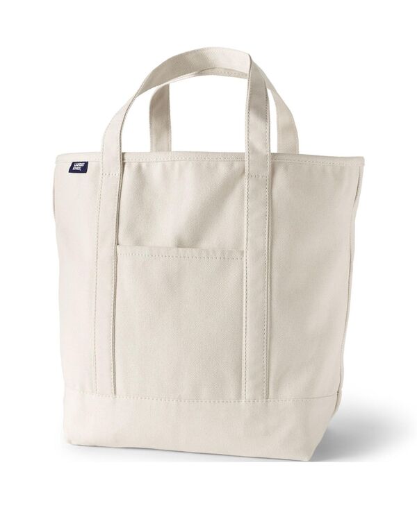 ランズエンド レディース バッグ Lands' End Large Solid Color 5 Pocket Open Top Canvas Tote Bag Natural/natural｜ReVida 店