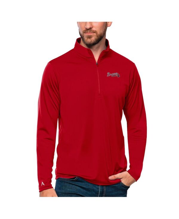 アンティグア メンズ アウター パーカー・スウェット Antigua Men\u0027s Red Atlanta Braves Tribute Quarter-Zipullover Top Red 赤いこと