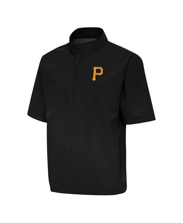 アンティグア メンズ トップス ティーシャツ Antigua Men\u0027s Black Pittsburgh Pirates Brisk Quarter-Zip Wind Shirt Black 黒いこと
