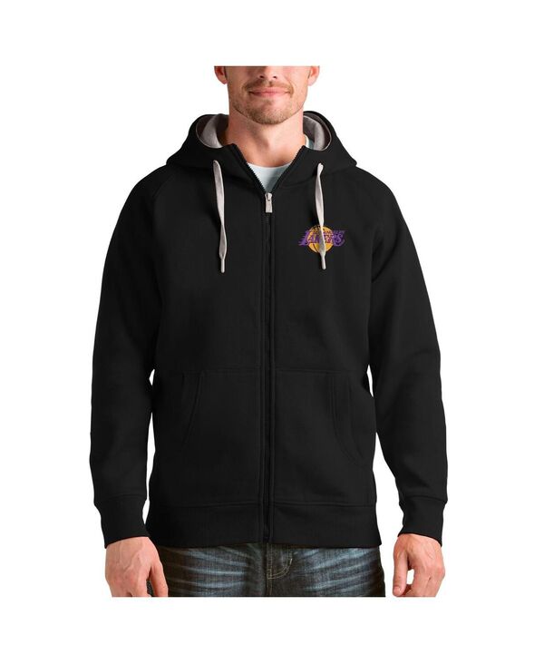 アンティグア メンズ アウター パーカー・スウェット ロゴタイプ Antigua Men\u0027s Black Los Angeles Lakers Logo Victory Full-Zip Hoodie Black 黒いこと