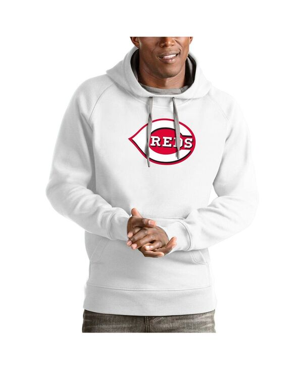 アンティグア メンズ アウター パーカー・スウェット ロゴタイプ Antigua Men\u0027s White Cincinnati Reds Victory Pullover Team Logo Hoodie White 白いこと