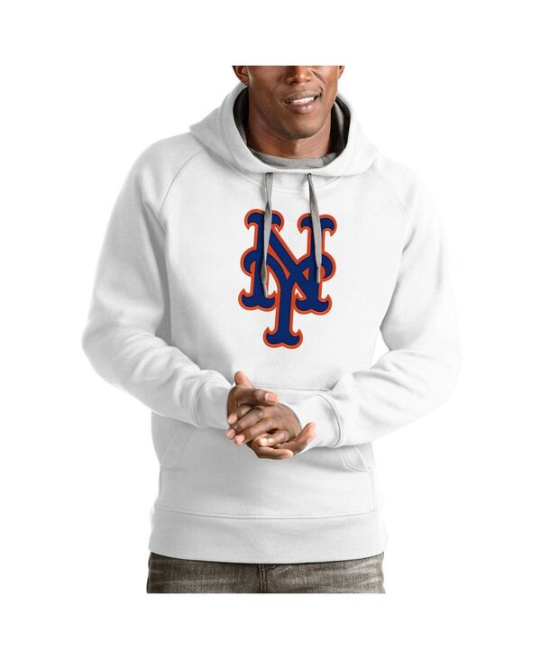 アンティグア メンズ アウター パーカー・スウェット ロゴタイプ Antigua Men\u0027s White New York Mets Victory Pullover Team Logo Hoodie White 白いこと