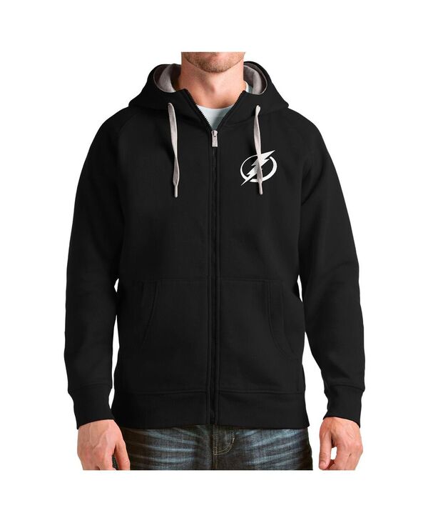 アンティグア メンズ アウター パーカー・スウェット ロゴタイプ Antigua Men\u0027s Black Tampa Bay Lightning Logo Victory Full-Zip Hoodie Black 黒いこと