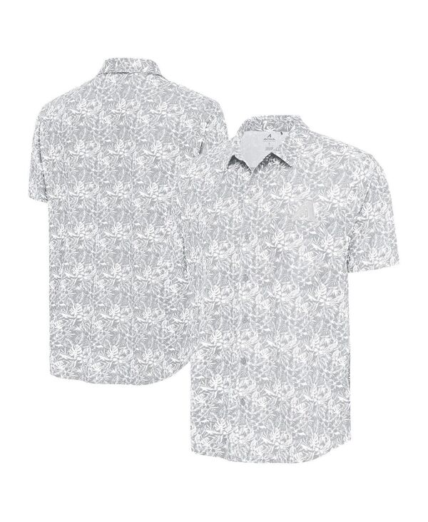 アンティグア メンズ トップス ティーシャツ Antigua Men\u0027s Gray Arizona Diamondbacks Resort Button-Up Shirt Gray 薄墨色