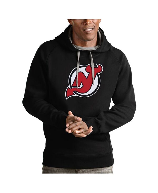 アンティグア メンズ アウター パーカー・スウェット プルオーバー ロゴタイプ Antigua Men\u0027s Black New Jersey Devils Logo Victory Pullover Hoodie Black 黒いこと