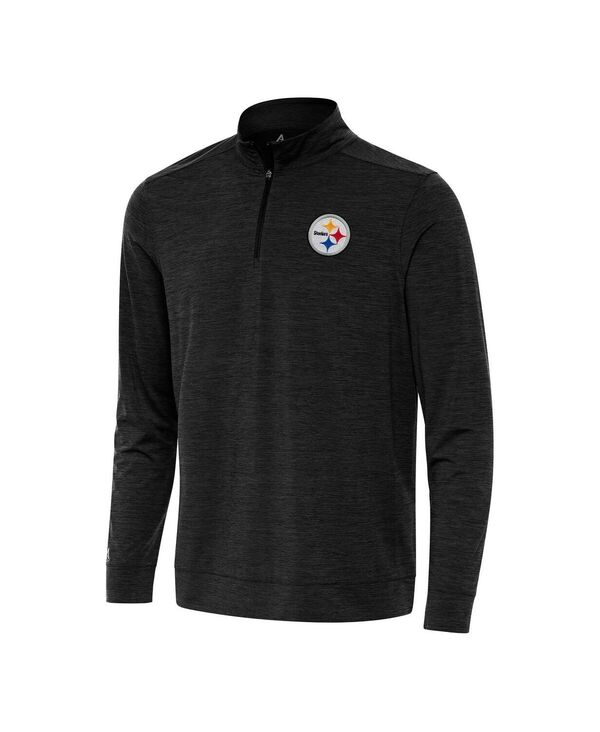 アンティグア メンズ アウター パーカー・スウェット ティーシャツ Antigua Men\u0027s Heather Black Pittsburgh Steelers Bright Quarter-Zip Sweatshirt Heather Black 黒いこと