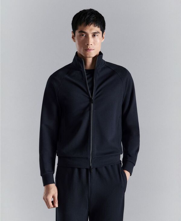 マンゴ メンズ アウター パーカー・スウェット ティーシャツ MANGO Men\u0027s Regular-Fitechnical Zip-Up Sweatshirt Navy 米国海軍