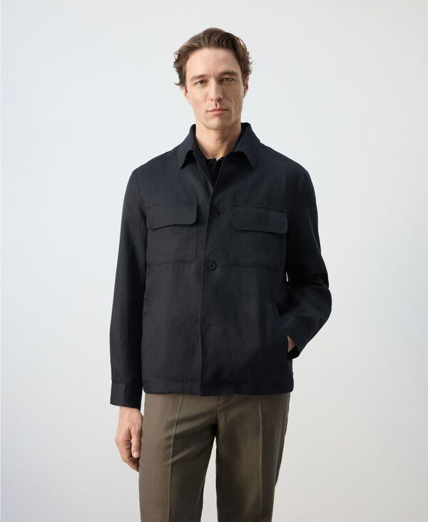 マンゴ メンズ アウター 上衣・上衣 ギャザー MANGO Men\u0027s Ruched-Back Lyocell Jacket Navy 米国海軍
