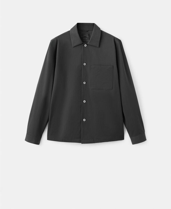 マンゴ メンズ トップス プルオーバー MANGO Men\u0027s Non-Iron Pocket Overshirt Dark Heather Grey 薄墨色