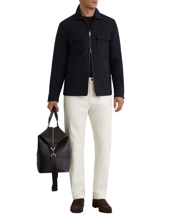 レイス メンズ トップス シャツ キルティング REISS Men's Oshei Technical Quilted Zip-Front Overshirt Navy ネイビー|ReVida 店