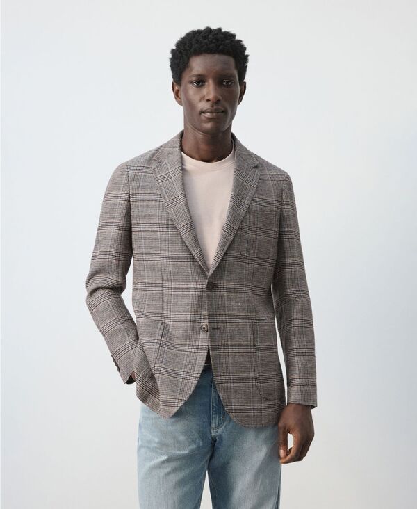 マンゴ メンズ アウター 上衣・上衣 スポーツジャケット MANGO Men\u0027s Prince Of Wales Check Blazer Brown 赤銅色