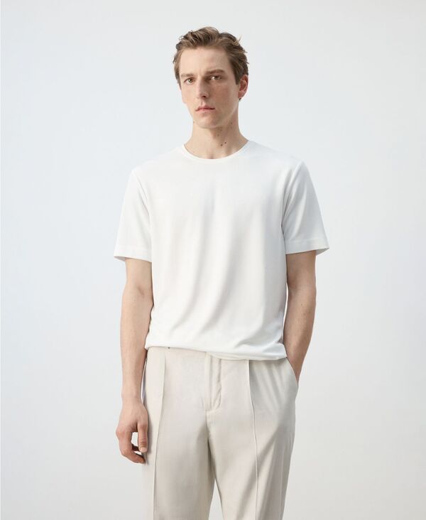 マンゴ メンズ トップス ティーシャツ 半袖 MANGO Men\u0027slim-Fit Short-Sleeved T-Shirt White 白いこと