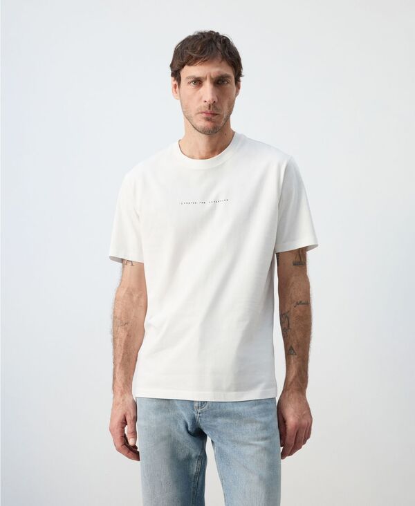 マンゴ メンズ トップス ティーシャツ 綿織物 グラフィック MANGO Men\u0027s Cotton Graphic T-Shirt White 白いこと
