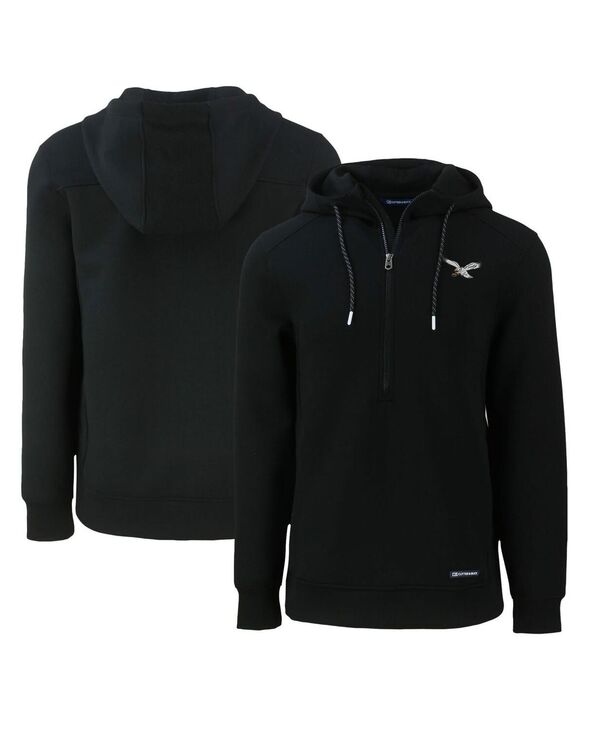 裁断師アンドうしろ側 メンズ アウター パーカー・スウェット Cutter \u0026 Buck Men\u0027s Black Philadelphia Eagles Throwback Roam Eco Half-Zipullover Hoodie Black 黒いこと