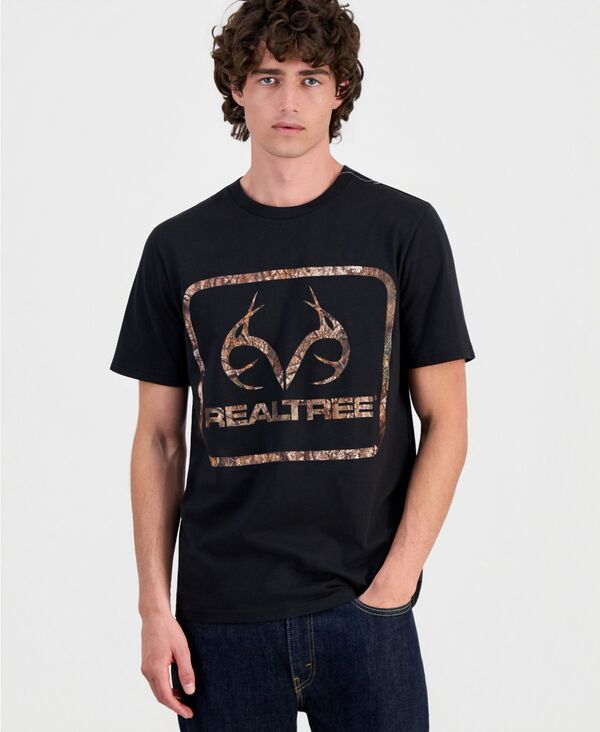 写実的天然木 メンズ トップス ティーシャツ ロゴタイプ Men\u0027s RealTree Camo Logo T-Shirt BLACK 黒いこと