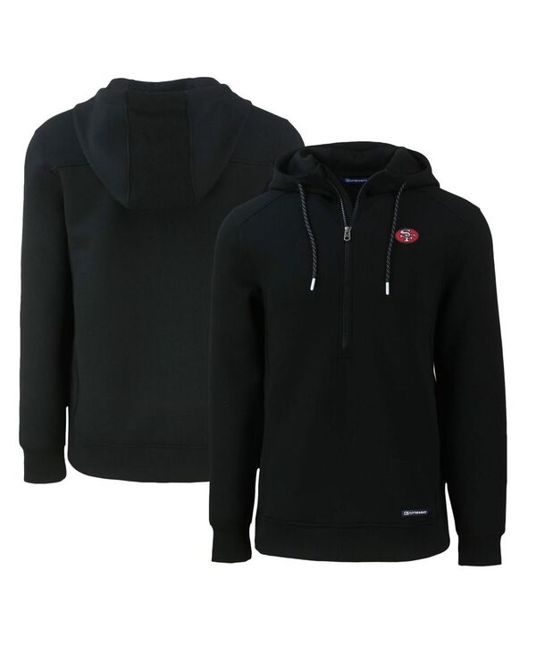 裁断師アンドうしろ側 メンズ アウター パーカー・スウェット Cutter \u0026 Buck Men\u0027s Black San Francisco 49ers Throwback Roam Eco Half-Zipullover Hoodie Black 黒いこと