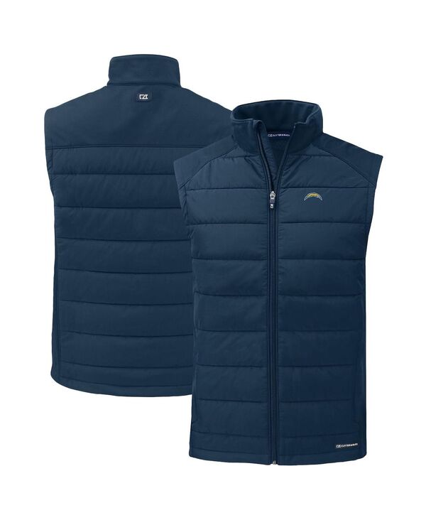 切断機アンドうしろ側 メンズ トップス より良い Cutter \u0026 Buck Men\u0027s Navy Los Angeles Chargers Primary Mark Evoke PrimaLoft Hybrid Eco Softshell Full-Zip Vest Navy 米国海軍