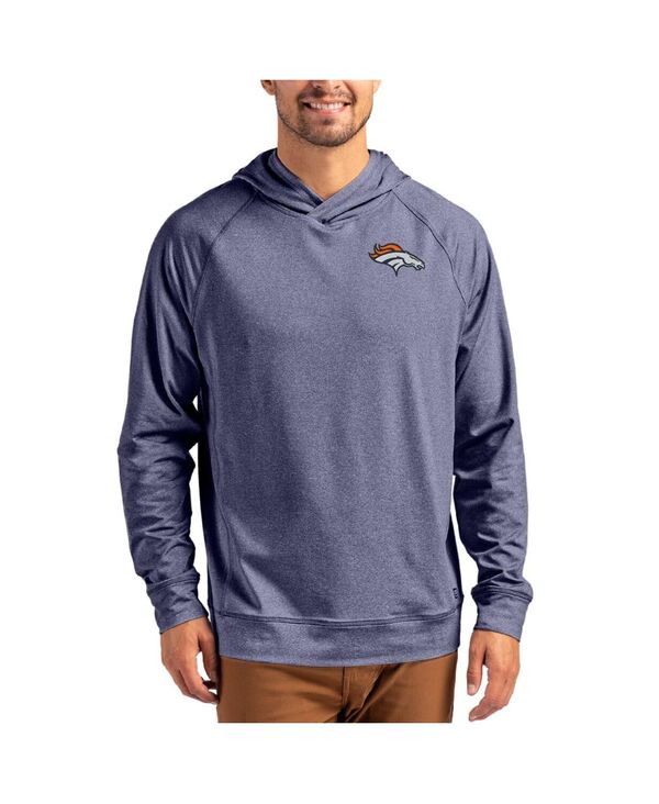 切り手アンドうしろ側 メンズ アウター パーカー・スウェット 編み物 Cutter \u0026 Buck Men\u0027s Heather Navy Denver Broncos Adapt Knit Raglan Pullover Hoodie Heather Navy ギョリュウモドキ