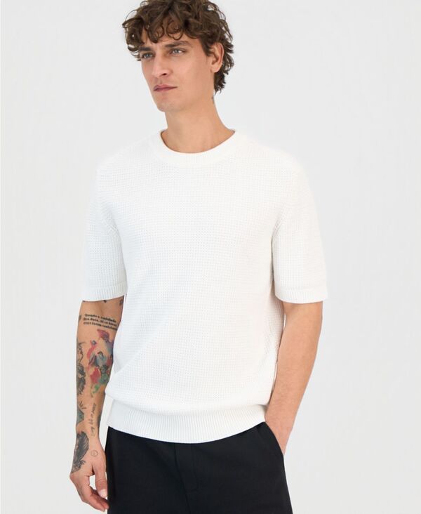 ヒューゴボス メンズ トップス シャツ 半袖 コットン Hugo Boss Men's Cotton Textured Short-Sleeve Shirt natural｜ReVida 店