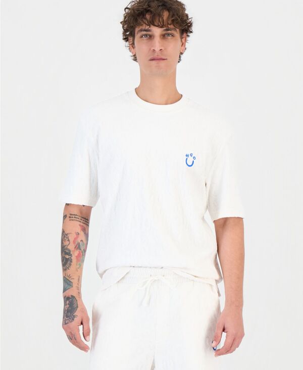 ヒューゴボス メンズ トップス ティーシャツ 綿織物 刺しゅう ロゴタイプ Hugo Boss Men\u0027s Nagutee Cotton Embroidered-Logo T-Shirt open white 白いこと