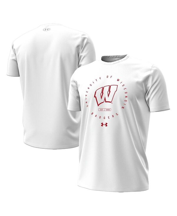 アンダーアーマー メンズ トップス プルオーバー Under Armour Men\u0027s Wisconsin Badgers White Out HeatGear T-Shirt White 白いこと