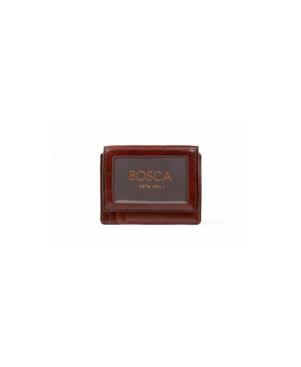 ボスカ メンズ 付属物 金入れ なめし革 Bosca Men\u0027s Old Leather Front Pocket ID Wallet Dark Brown 赤銅色