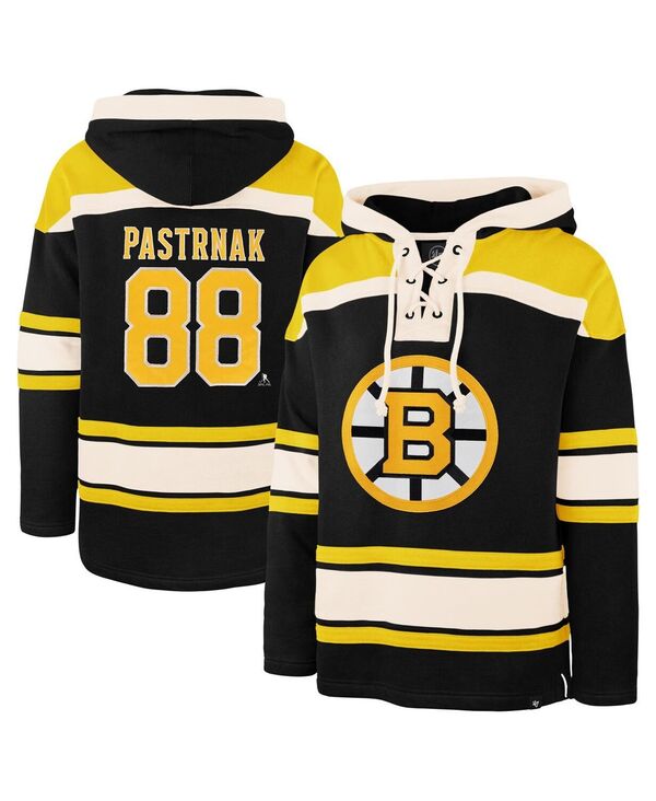 47 ブランド名 メンズ アウター パーカー・スウェット スピード競技 \u002747 Brand Men\u0027s David Pastrnak Black Boston Bruins Player Name \u0026 Number Lacer Hoodie Black 黒いこと