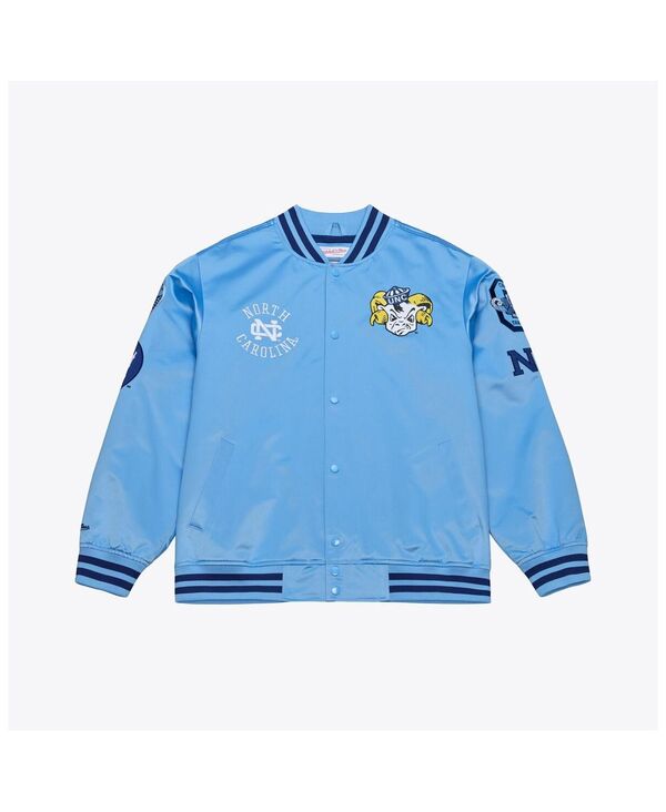 ミッチェル\u0026ネス メンズ アウター 上衣・上衣 繻子 踵 Mitchell \u0026 Ness Men\u0027s Carolina Blue North Carolina Tar Heels Double Clutch Lightweight Satin Full-Snap Jacket Light Blue 青色